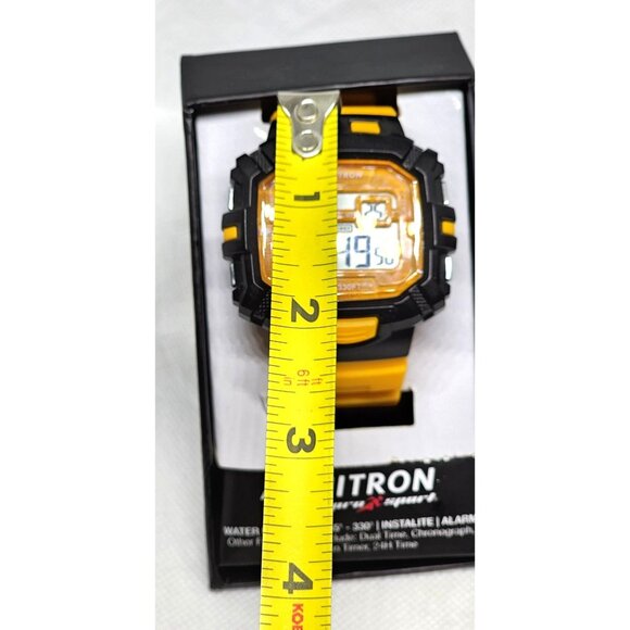 Armitron Pro Sport Yellow-Black Watch: Water-Resistant Dual Time & Chrono Unisex - Picture 4 of 15